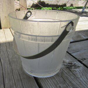 1950s Vintage Glass Ice Bucket -MCM Glass Barware w/Hammered Aluminum Handle